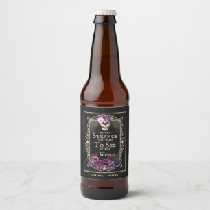 Gothic Floral Skull Personalize Name Halloween Bier Etiket
