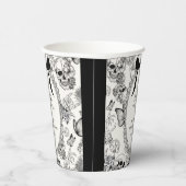 Gothic Floral Skull RIP Twenties 30th Birthday Papieren Bekers (Rechts)