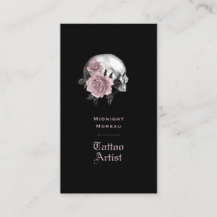 Gothic Floral Skull Tattoo Artiest QR Code Visitekaartje