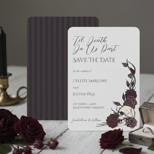 Gothic Floral Skull 'Til Death Save the Date