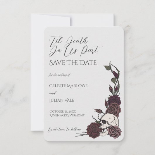 Gothic Floral Skull 'Til Death Save the Date (Devant)