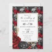 Gothic Floral Skulls Wedding Kaart (Voorkant)