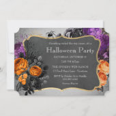 Gothic Floral Spider Halloween Party Kaart (Voorkant)