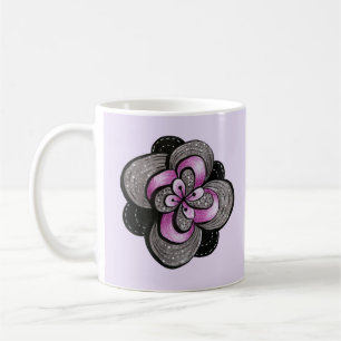 Gothic Flower Paars Black Abstract Floral Koffiemok