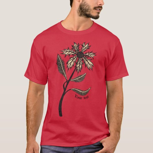 Gothic Flower Retro  Ink Red Text T-S T-shirt (Voorkant)