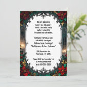 Gothic Flowers and Frame Christmas Party Kaart (Staand voorkant)