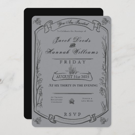 Gothic Forest Moody Wedding Invitation (Devant / Derrière)