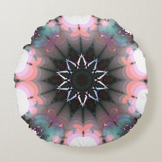 Gothic Frozen Winter Spider Web Rond Kussen (Voorkant)