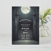 Gothic Full Moon Bat Save the Date (Staand voorkant)