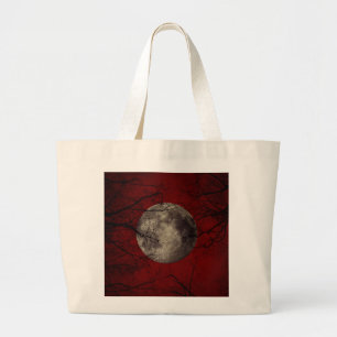 Gothic Full Moon met slingerende bomen Grote Tote Bag