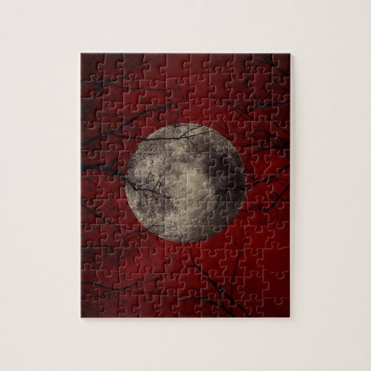 Gothic Full Moon met slingerende bomen Legpuzzel (Verticaal)