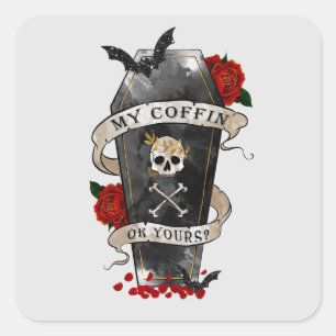 Gothic Funny Coffin Vierkante Sticker