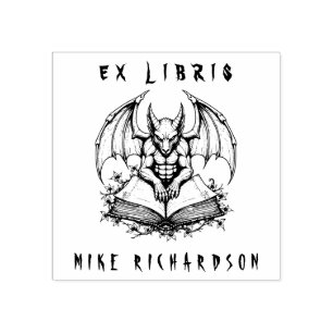 Gothic Gargoyle Bewakingsboek Horror Ex Libris Rubberstempel