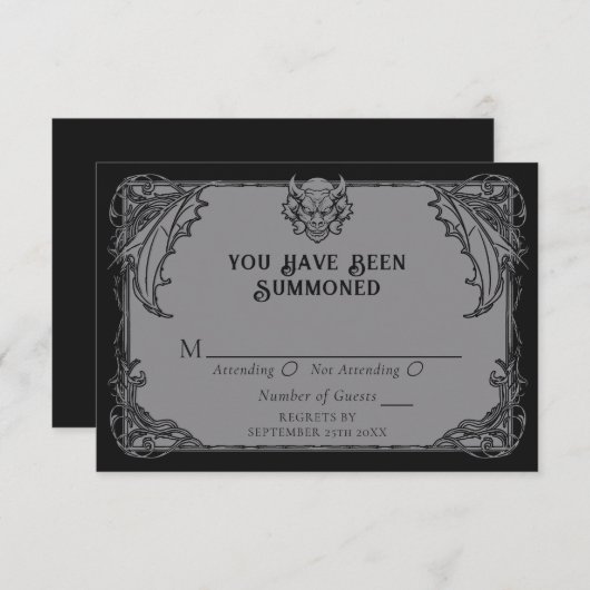 Gothic Gargoyle Bruiloft RSVP Behuizing Kaart (Voorkant / Achterkant)