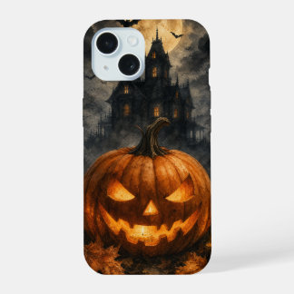 Gothic Geheime Huis Halloween Pompoen Hoesje iPhone 15 Hoesje