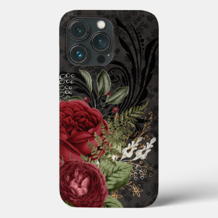 Gothic Geïnspireerd rood en zwart Roos iPhone 13 Pro Hoesje