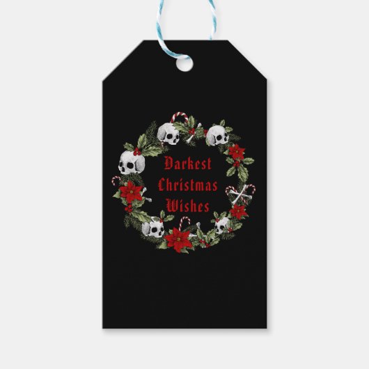 Gothic gepersonaliseerde kerst schedels bomen kran cadeaulabel (Voorkant)