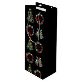 Gothic gepersonaliseerde kerst schedels bomen kran wijn cadeautas (Voorkant Gekanteld)