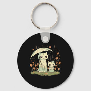 Gothic Ghost Cat moeder met een paraplu onder de Sleutelhanger