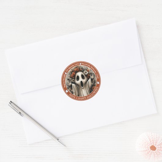 Gothic Ghost Garden Halloween Envelope Seal Ronde Sticker (Envelop)
