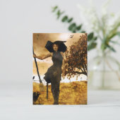 Gothic Girl Autumn Witch Briefkaart (Staand voorkant)