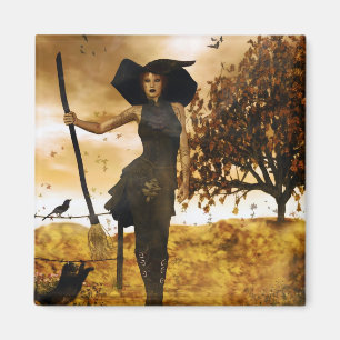 Gothic Girl Autumn Witch Magnet Magneet
