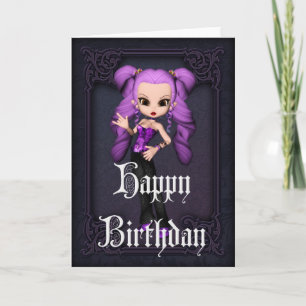 Gothic Girl Design 1 Happy Birthday Kaart