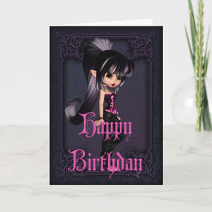 Gothic Girl Design 2 Happy Birthday Kaart