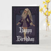 Gothic Girl Design 3 Bonne carte d'anniversaire (Fleur jaune)