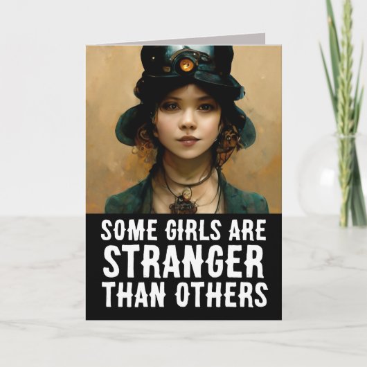 GOTHIC GIRL ÉTRANGE CARTE DE SALUT D'ANNIVERSAIRE (Devant)