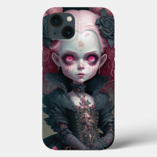 Gothic Girl Pink Black Creepy Cute iPhone 13 Hoesje