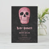 Gothic Girl Skull Antique Baby Shower Invitation (Debout devant)