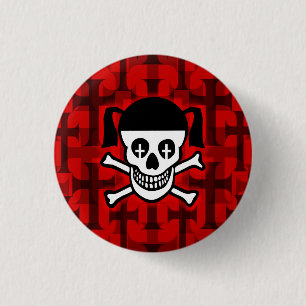 Gothic Girl Skull & Crosses Ronde Button 3,2 Cm