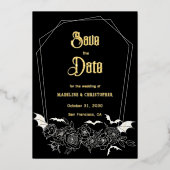 Gothic Glam Black Wedding Bewaar de datum Folie Uitnodiging (Voorkant)