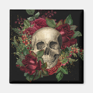 Gothic Glam   Magnet   Skull & Roses   Black