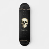 Gothic Glam Skull Black Waterverf Gepersonaliseerd Skateboard (Voorkant)