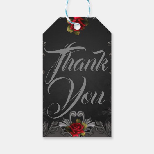 Gothic Glamor Red Rose Black Ornamental Glam Cadeaulabel (Voorkant)