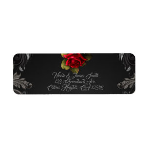 Gothic Glamor Red Rose Black Ornamental Glam Etiket