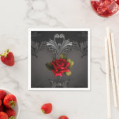 Gothic Glamor Red Rose Black Ornamental Glam Servetten (Insitu)