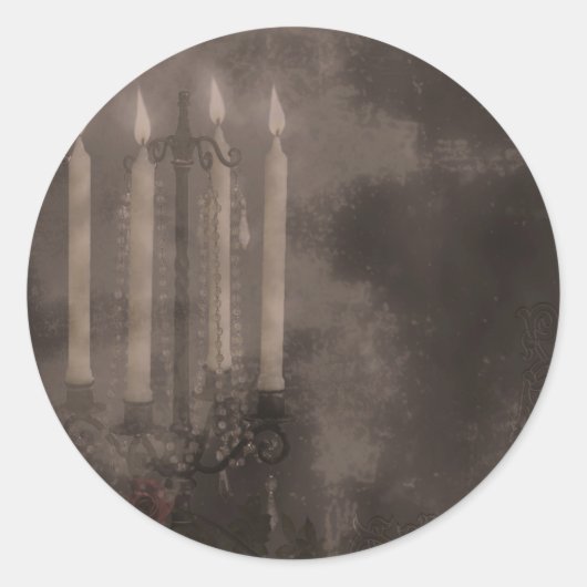 Gothic Glow Candle Light Rozen Weddenschap Ronde Sticker (Voorkant)