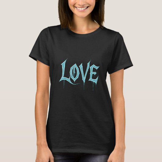 Gothic Glow "LIEFDE" Neon Script T-Shirt (Voorkant)