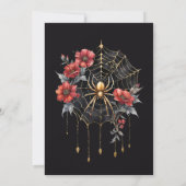 Gothic Gold & Red Spider Floral Web Handfasting Kaart (Achterkant)