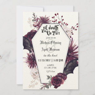 Gothic Gothic Dark Bats Wedding Invitation Kaart