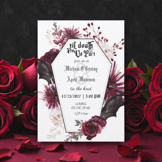 Gothic Gothic Dark Bats Wedding Invitation Kaart