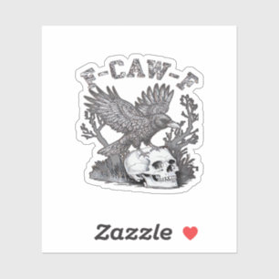 Gothic Grappige F-Caw-F Humor Kraai Essentiële Ret Sticker