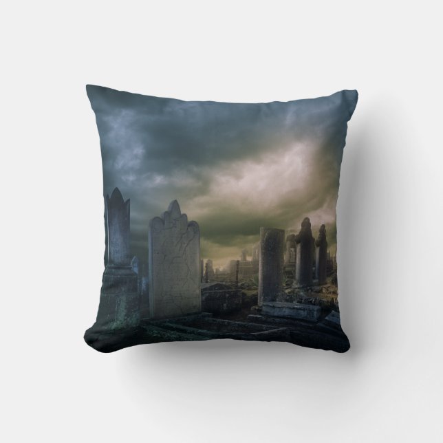 Gothic Graveyard Throw Couch Pillow Kussen (Voorkant)