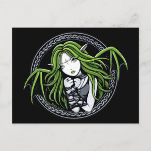 Gothic Green Bat Fairy Art Briefkaart