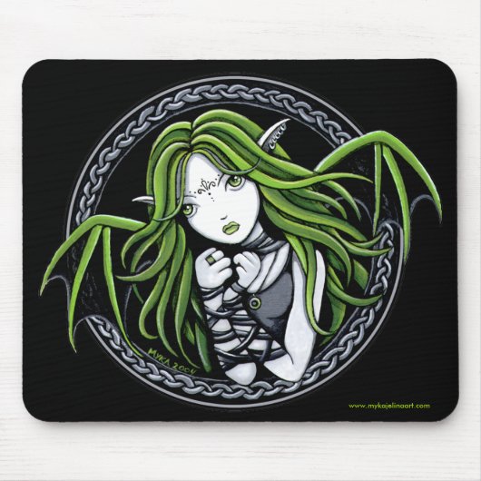 Gothic Green Bat Fairy Art Mousepad Muismat (Voorkant)