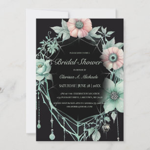 Gothic Green Mint Floral Spider Web Vrijgezellenfe Kaart