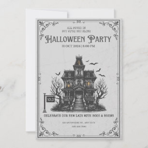 Gothic Griezelen Huis Halloween Feest Uitnodiging
